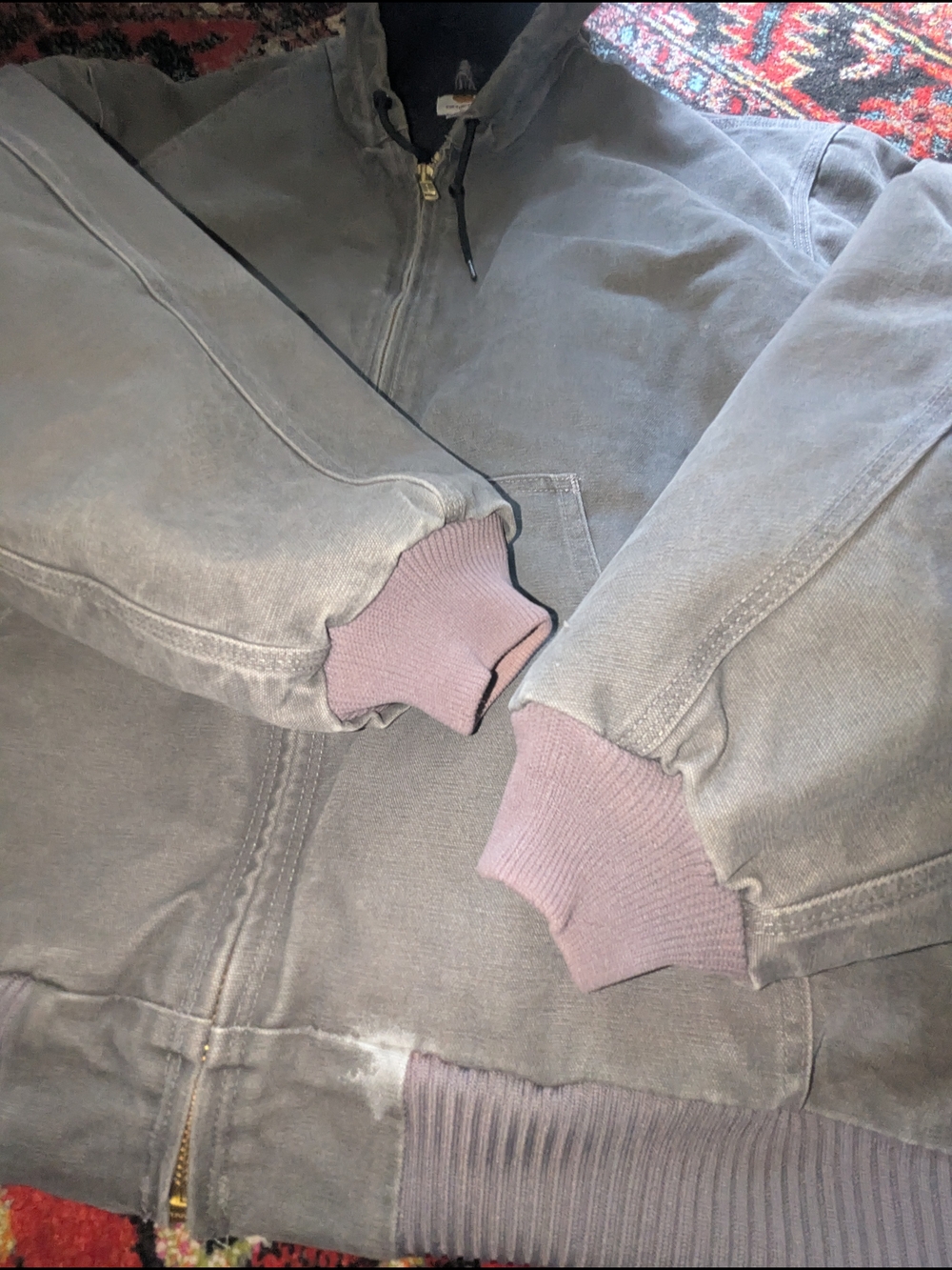 Carhartt Gray Hooded Duck Jacket with Logo Patch - Picture 4 of 6